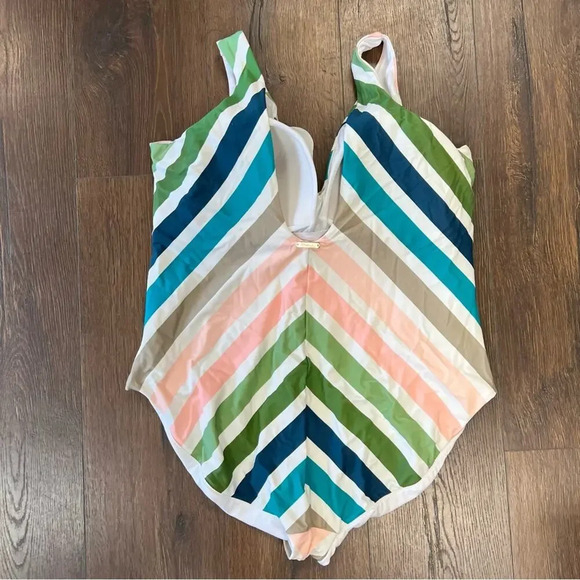 Raisins Curve Slimming Swimsuit Womens Striped One Piece Swimsuit Size 24W - Picture 4 of 6